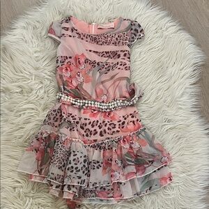 Floral Pink Kids Dress with Ruffle Hem